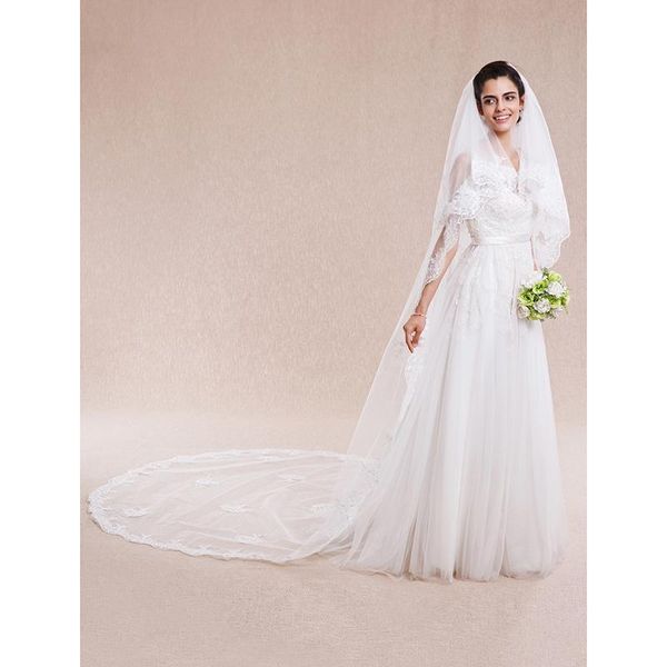 bridal veils lan ting bride duas camadas borda com aplicao de renda vus noiva vu catedral 157,48 em (400 centmetros), Black
bridal veils lan ting bride duas camadas borda com aplicao de renda vus noiva vu catedral 157,48 em (400 centmetros), Black