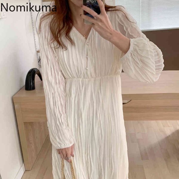 nomikuma robe femme korean style dress women v neck long sleeve elegant dresses female solid color high waist vestidos mujer 210514, Black;gray
nomikuma robe femme korean style dress women v neck long sleeve elegant dresses female solid color high waist vestidos mujer 210514, Black;gray