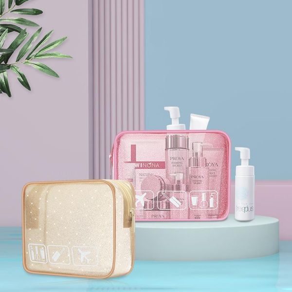 cosmetic bags & cases portable travel wash bag women transparent waterproof makeup storage toiletry large capacity organizer
cosmetic bags & cases portable travel wash bag women transparent waterproof makeup storage toiletry large capacity organizer