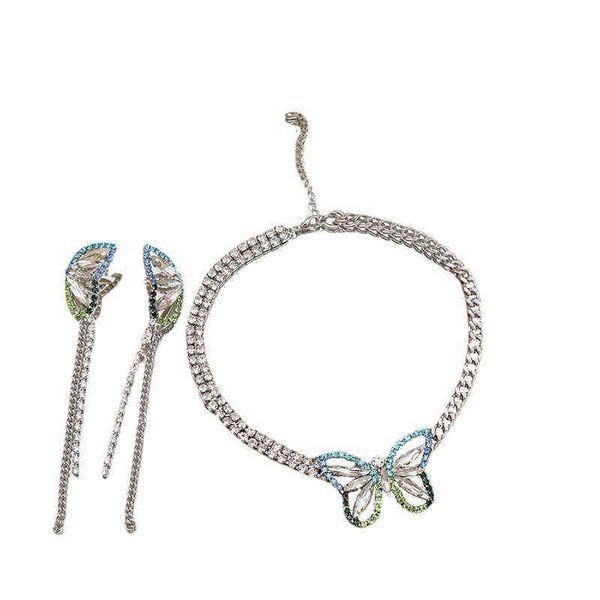 2021 butterfly thick chain clavicle earring hairpin three piece set light luxury neck net red necklace female, Silver
2021 butterfly thick chain clavicle earring hairpin three piece set light luxury neck net red necklace female, Silver