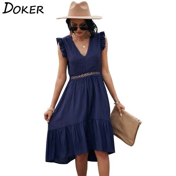 summer solid color v neck hollow stitching high waist lotus sleeve dress short sleeve waist folds waist knee length dress 210423, Black;gray
summer solid color v neck hollow stitching high waist lotus sleeve dress short sleeve waist folds waist knee length dress 210423, Black;gray