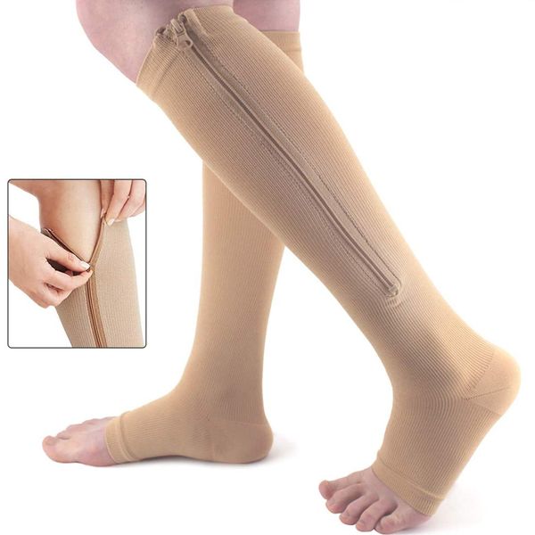 open toe knee length zipper compression stockings women slim sleeping beauty leg-support medical prevent varicose veins, Black;white
open toe knee length zipper compression stockings women slim sleeping beauty leg-support medical prevent varicose veins, Black;white
