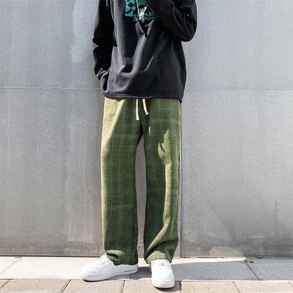 men's pants hybskr corduroy plaid loose elastic waist fashion straight trousers for male harajuku casual vintage 2021, Black
men's pants hybskr corduroy plaid loose elastic waist fashion straight trousers for male harajuku casual vintage 2021, Black