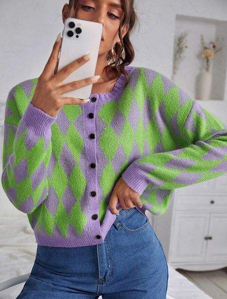 women's sweaters autumn winter women mesh fashion pattern argyle button off cardigan sweater femme y2k the neck of vintage korean u6mc, White;black
women's sweaters autumn winter women mesh fashion pattern argyle button off cardigan sweater femme y2k the neck of vintage korean u6mc, White;black
