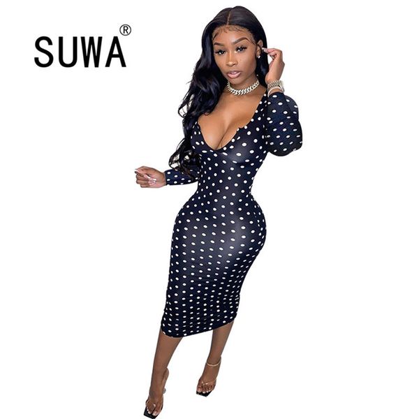 fashion spring clothes classic woman polka dot dress deep v neck long sleeve maxi party night club retro 210525, Black;gray
fashion spring clothes classic woman polka dot dress deep v neck long sleeve maxi party night club retro 210525, Black;gray