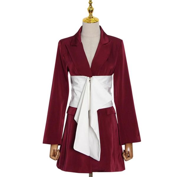 women's suits & blazers fashionable satin surface irregular stitching design waist temperament style slim suit, White;black
women's suits & blazers fashionable satin surface irregular stitching design waist temperament style slim suit, White;black