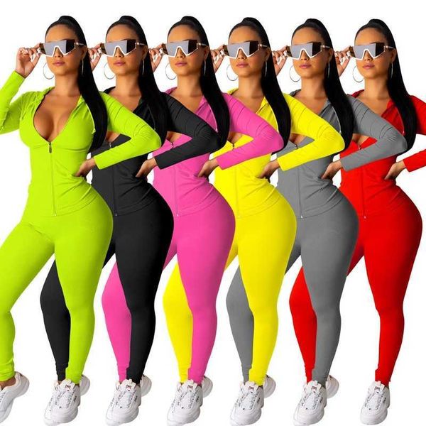 women neon fitness sweat tracksuit two piece set hoodie zip jacket + bodycon pants casual sports workout biker outfits 210709, White
women neon fitness sweat tracksuit two piece set hoodie zip jacket + bodycon pants casual sports workout biker outfits 210709, White