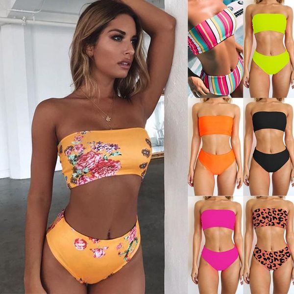 women's swimwear 2021 europe and the united states selling multicolor tube printed split high waist two-piece bikini, White;black
women's swimwear 2021 europe and the united states selling multicolor tube printed split high waist two-piece bikini, White;black