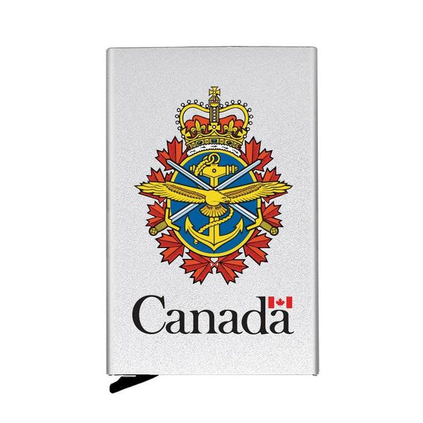 card holders classic canada symbol automatic up holder cover rfid aluminum pocket wallet, Brown;gray
card holders classic canada symbol automatic up holder cover rfid aluminum pocket wallet, Brown;gray