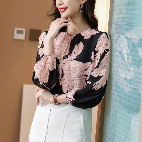 women's blouses & shirts shirt 100% silk blouse long sleeve female floral women casual spring autumn clothes 2021 ropa mujer pph3704, White
women's blouses & shirts shirt 100% silk blouse long sleeve female floral women casual spring autumn clothes 2021 ropa mujer pph3704, White
