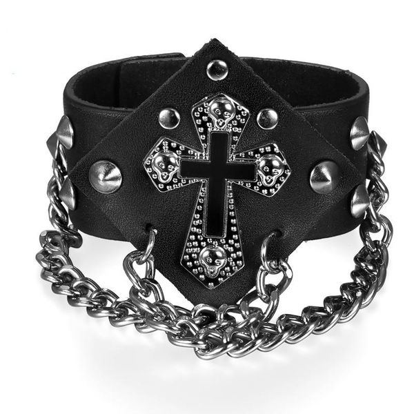 link, chain gothic punk black rivet bracelet cross leather men's rock hip hop music party amulet
link, chain gothic punk black rivet bracelet cross leather men's rock hip hop music party amulet