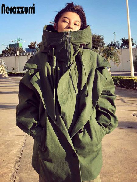 nerazzurri oversized armygreen black zip up trench coat for women with hood long sleeve loose womens fashion windbreaker women 210812, Tan;black
nerazzurri oversized armygreen black zip up trench coat for women with hood long sleeve loose womens fashion windbreaker women 210812, Tan;black