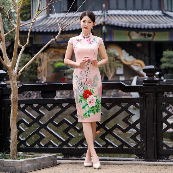 ethnic clothing elegant daily traditional dress ladies chinese satin floral print cheongsam china style mandarin collar long qipao, Red
ethnic clothing elegant daily traditional dress ladies chinese satin floral print cheongsam china style mandarin collar long qipao, Red