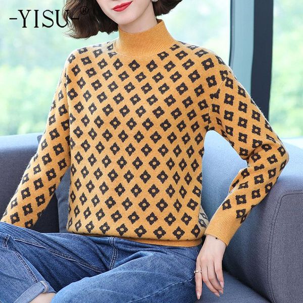 women's sweaters yisu women sweater half high collar knitted pullove long sleeve printing female casual loose clothing 2021, White;black
women's sweaters yisu women sweater half high collar knitted pullove long sleeve printing female casual loose clothing 2021, White;black