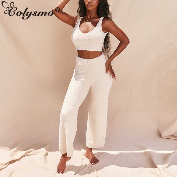 colysmo knitt velvet two piece set women casual home clothes solid color sleeveless crop long flares pants 2 210527, White
colysmo knitt velvet two piece set women casual home clothes solid color sleeveless crop long flares pants 2 210527, White