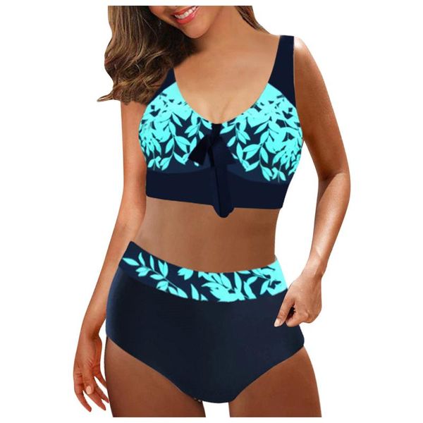 women's swimwear women plus size high waist print split bikini set swimsuit beachwear tank bow backless cross straps bikinis, White;black
women's swimwear women plus size high waist print split bikini set swimsuit beachwear tank bow backless cross straps bikinis, White;black