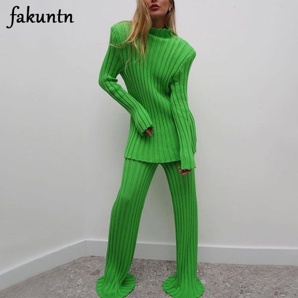 women's two piece pants knitted suit tracksuit pant trouser sportswear sweaters and casual set woman outfit, White