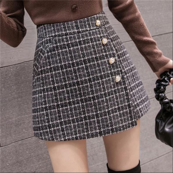 womens shorts fashion tweed plaid skirts autumn winter single breasted high waist woolen woman casual culottes, White;black
womens shorts fashion tweed plaid skirts autumn winter single breasted high waist woolen woman casual culottes, White;black