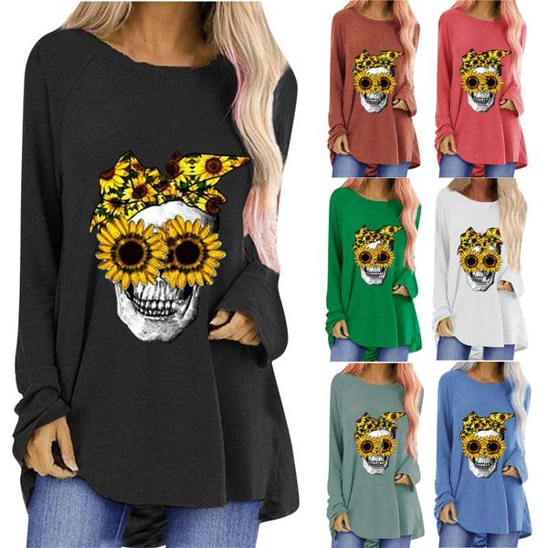 women's t-shirt long t-shirts woman skulls flower print casual o-neck oversized harajuku sleeve camisetas de mujer, White
women's t-shirt long t-shirts woman skulls flower print casual o-neck oversized harajuku sleeve camisetas de mujer, White