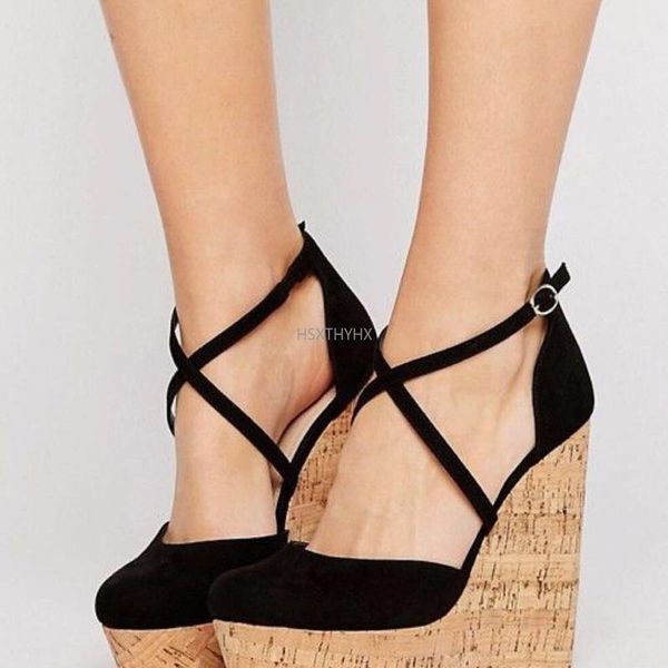 dress shoes summer women sandals cross-strap fashion platform wedges buckle back pointed toe black high heels
dress shoes summer women sandals cross-strap fashion platform wedges buckle back pointed toe black high heels