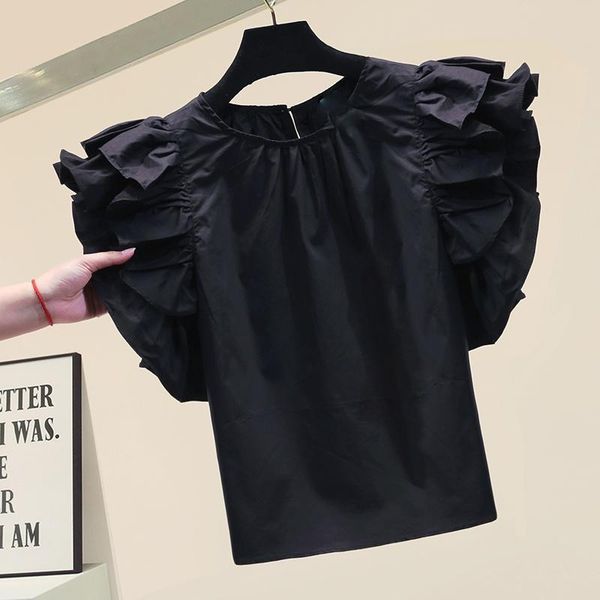 women's blouses & shirts flying sleeves green blouse femme korean style pullover shirt 2021 summer design blusas solid color, White
women's blouses & shirts flying sleeves green blouse femme korean style pullover shirt 2021 summer design blusas solid color, White