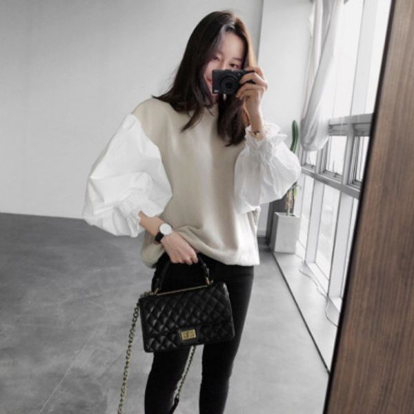 trendy iadies' sweaters 2021 south korea autumn round collar casual shirt lantern sleeve women's stitched sweaterhoodies, Black
trendy iadies' sweaters 2021 south korea autumn round collar casual shirt lantern sleeve women's stitched sweaterhoodies, Black