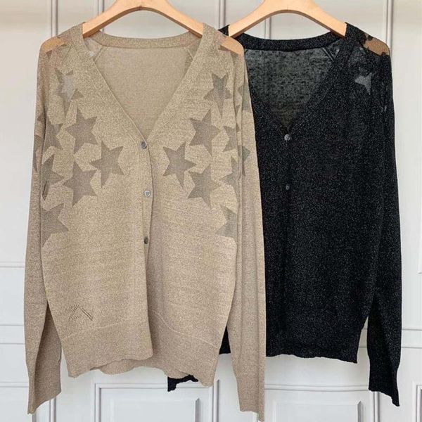women's knits & tees 100% linen 2021 spring and autumn long-sleeved v-neck five-pointed star pattern knitted cardigan loose wild sweate, White
women's knits & tees 100% linen 2021 spring and autumn long-sleeved v-neck five-pointed star pattern knitted cardigan loose wild sweate, White