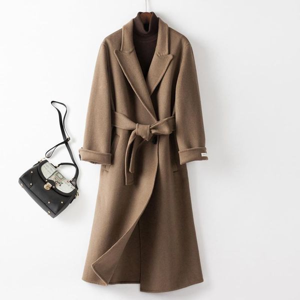 autumn woollen coat women's long soft 2021 double faced small sweet wool & blends, Black
autumn woollen coat women's long soft 2021 double faced small sweet wool & blends, Black