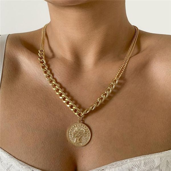 pendant necklaces punk gold silver color carved portrait necklace for women girl metal chunky chain choker party jewelry
pendant necklaces punk gold silver color carved portrait necklace for women girl metal chunky chain choker party jewelry
