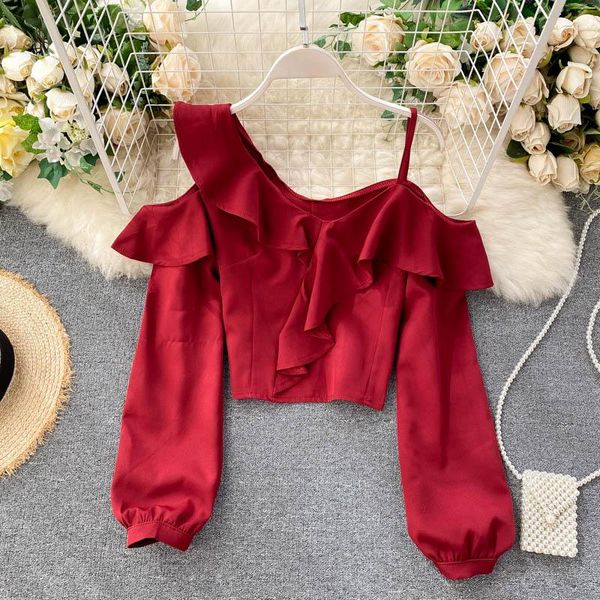 women's blouses & shirts yizzhoy arrival women irregular hollow out strapless solid female casual ruffles puff sleeve office lady cloth, White
women's blouses & shirts yizzhoy arrival women irregular hollow out strapless solid female casual ruffles puff sleeve office lady cloth, White
