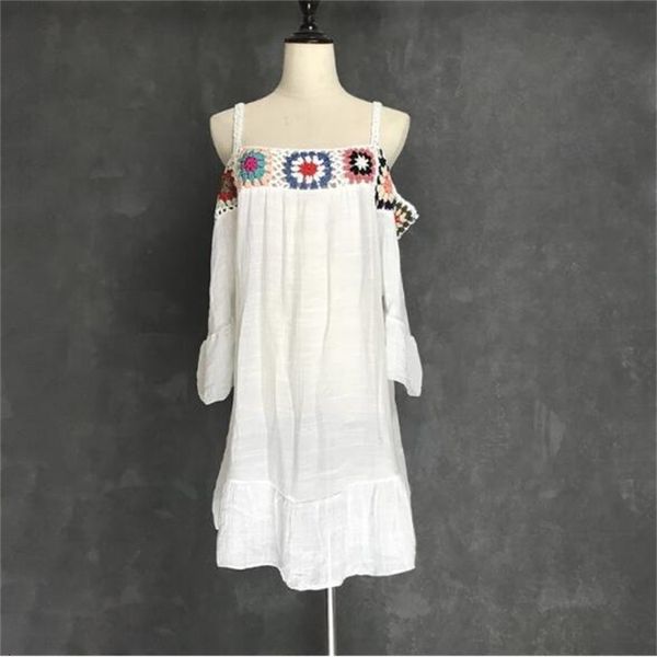 women's swimwear women beach bikini swimsuit cover ups spaghetti strap ruffles crochet embroidery dress sunscreen bathing suit sum, White;black
women's swimwear women beach bikini swimsuit cover ups spaghetti strap ruffles crochet embroidery dress sunscreen bathing suit sum, White;black