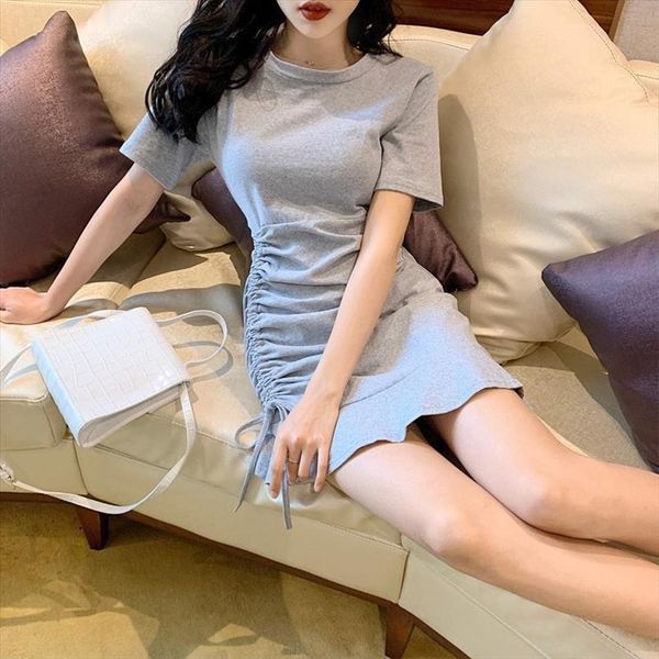 summer ruffled o neck womens dresses short sleeve drawstring slim solid casual ruffles asymmetrical fashion, Black;gray
summer ruffled o neck womens dresses short sleeve drawstring slim solid casual ruffles asymmetrical fashion, Black;gray