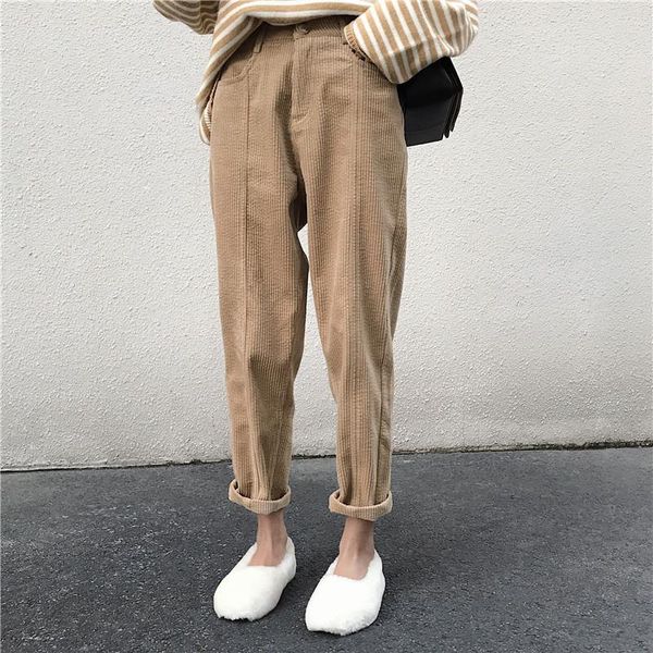 women's pants & capris 2021 autumn winter elastic high waist slimming corduroy carrot simple solid color casual women trousers, Black;white
women's pants & capris 2021 autumn winter elastic high waist slimming corduroy carrot simple solid color casual women trousers, Black;white