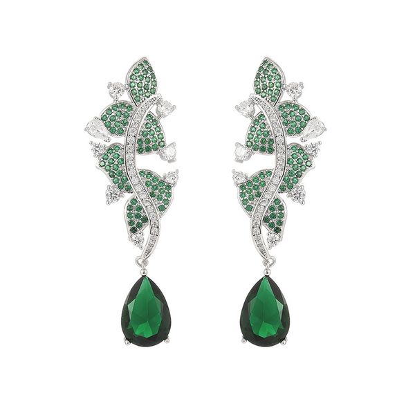 micro pave cz for women 2021 trendy jewelry wedding luxury dangle brand jewellery green crystal earrings, Silver
micro pave cz for women 2021 trendy jewelry wedding luxury dangle brand jewellery green crystal earrings, Silver