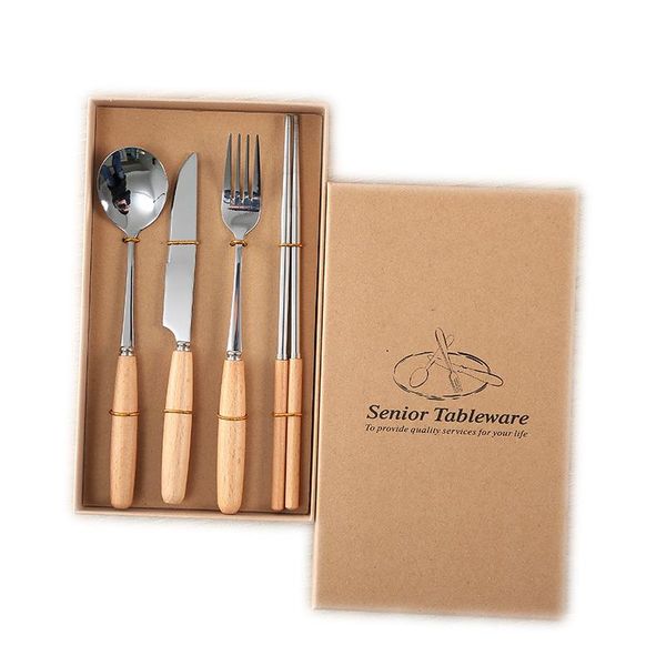 dinnerware sets steak knife fork soup scoop chopsticks stainless steel set beech wood dinner dessert tableware with box 4pcs/set
dinnerware sets steak knife fork soup scoop chopsticks stainless steel set beech wood dinner dessert tableware with box 4pcs/set