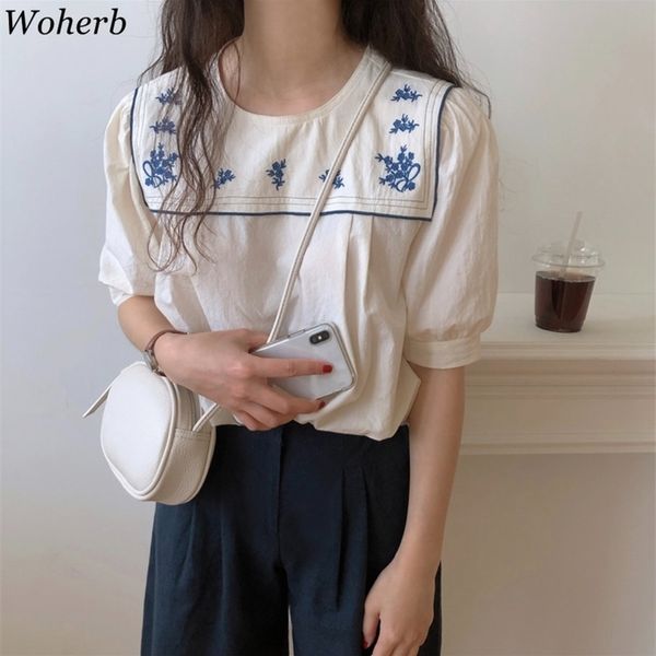 floral embroidered blouse women elegant crew neck casual all match shirt female fashion puff sleeve korean blusas 210519, White
floral embroidered blouse women elegant crew neck casual all match shirt female fashion puff sleeve korean blusas 210519, White