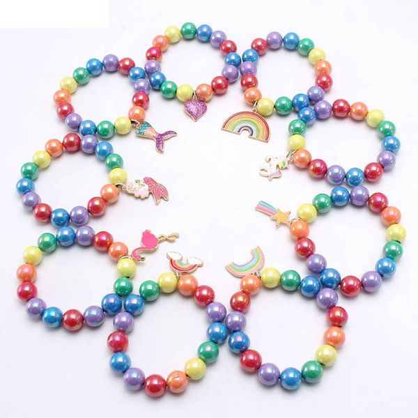 girls bracelet jewelry childrens accessories rainbow beaded children cute pendant accessory b8010, Red;brown
girls bracelet jewelry childrens accessories rainbow beaded children cute pendant accessory b8010, Red;brown