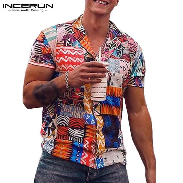 men hawaiian shirt printing lapel short sleeve summer streetwear 2021 casual camisas vacation button clothing incerun men's shirts, White;black
men hawaiian shirt printing lapel short sleeve summer streetwear 2021 casual camisas vacation button clothing incerun men's shirts, White;black