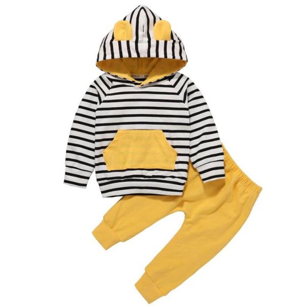 clothing sets 2pcs born infant baby set boys girls clothes fashion long sleeve stripes 3d ears hoodie sweatshirt +solid pants outfits, White
clothing sets 2pcs born infant baby set boys girls clothes fashion long sleeve stripes 3d ears hoodie sweatshirt +solid pants outfits, White