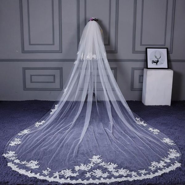 bridal veils arrival 3.5 meter wedding veil long lace appliques veu de noiva longo com pente with comb 2021, Black
bridal veils arrival 3.5 meter wedding veil long lace appliques veu de noiva longo com pente with comb 2021, Black