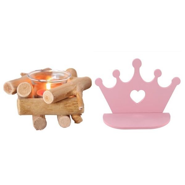 pink wooden crown wall shelf with pastoral retro driftwood candle holder glass holders
pink wooden crown wall shelf with pastoral retro driftwood candle holder glass holders