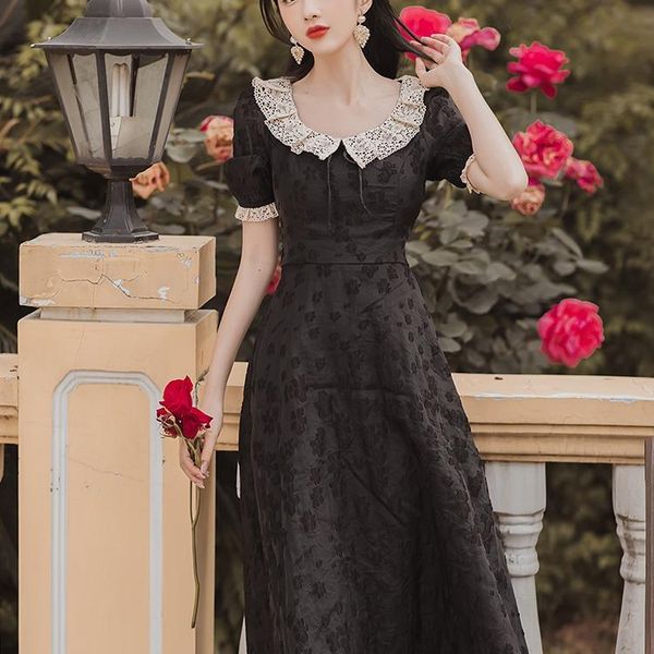 party dresses women vintage style royal o-neck puff sleeve lace princess dress elegant lady summer black jacquard mori girl vestido robe, White;black
party dresses women vintage style royal o-neck puff sleeve lace princess dress elegant lady summer black jacquard mori girl vestido robe, White;black