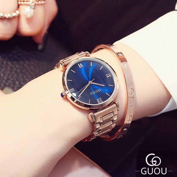 wristwatches guou rose design watches women steel bracelet quartz wristwatch ladies elegant wrist watch dames horloges, Slivery;brown
wristwatches guou rose design watches women steel bracelet quartz wristwatch ladies elegant wrist watch dames horloges, Slivery;brown