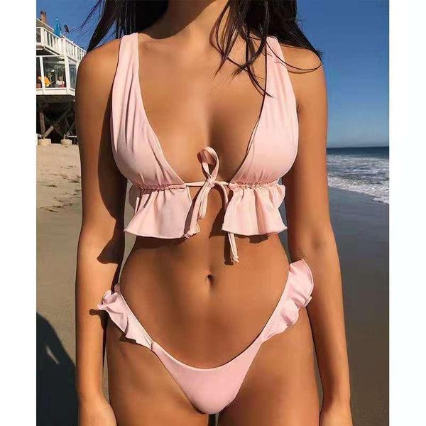women's swimwear 2022 summer swimsuit low-cut bikini split triangle hollow body female solid color fashion, White;black
women's swimwear 2022 summer swimsuit low-cut bikini split triangle hollow body female solid color fashion, White;black
