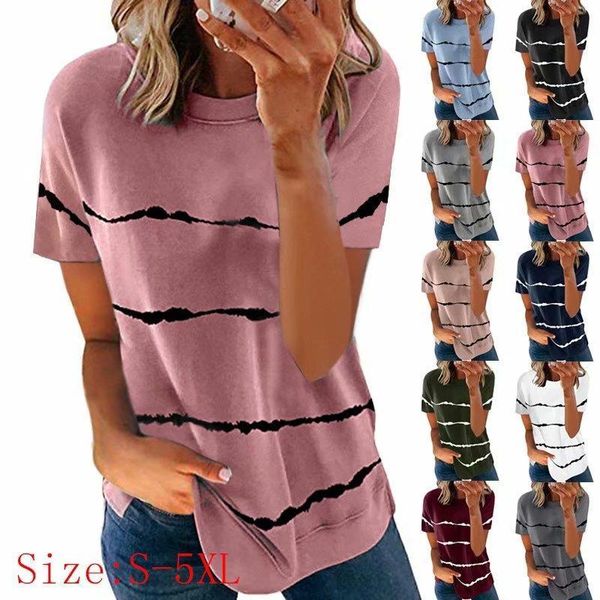 women's t-shirt clothing summer fashion tie-dye printed striped loose short-sleeved plus size woman tshirts s-5xl, White
women's t-shirt clothing summer fashion tie-dye printed striped loose short-sleeved plus size woman tshirts s-5xl, White