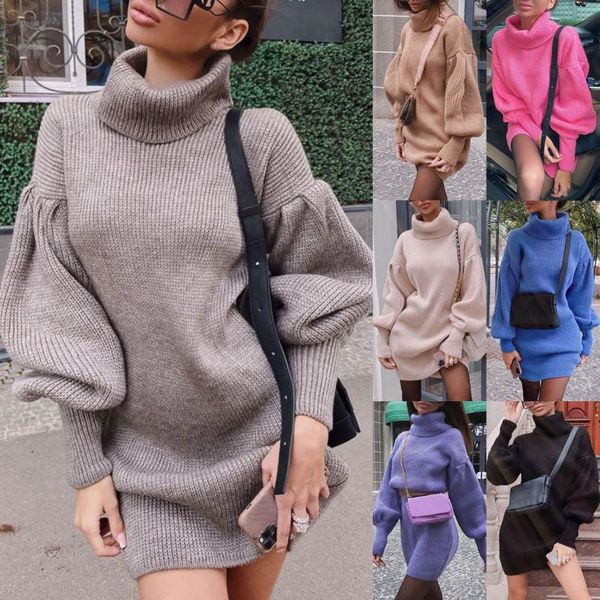casual dresses 2021 autumn women knitted turtlneck mini sweater dress winter long sleeve female short vestidomujers, Black;gray
casual dresses 2021 autumn women knitted turtlneck mini sweater dress winter long sleeve female short vestidomujers, Black;gray