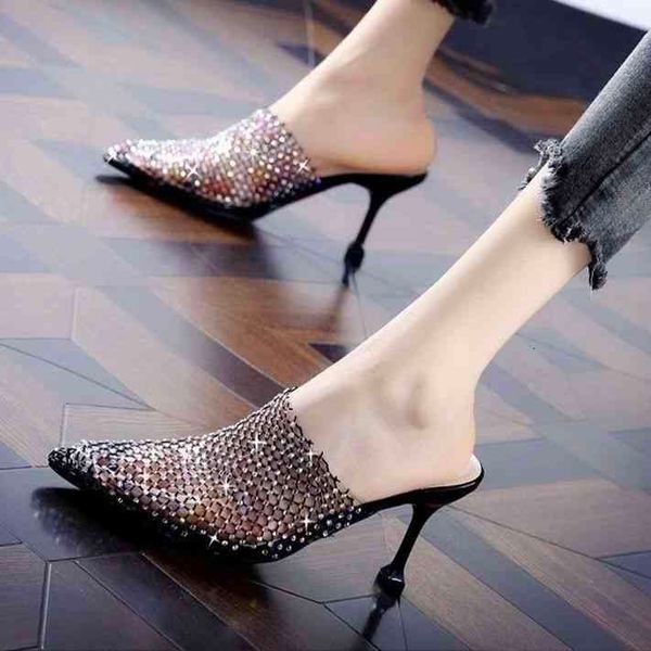 slippers sandálias femininas verão wear metade arrastado fora transparente diamante malha baotou salto alto stilettos 1nu0, Black
slippers sandálias femininas verão wear metade arrastado fora transparente diamante malha baotou salto alto stilettos 1nu0, Black