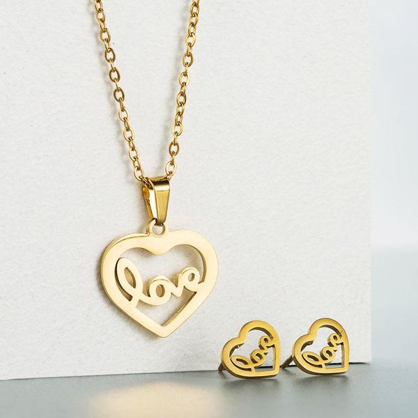 earrings & necklace stainless steel jewelry sets for women simple gold chain heart butterfly pendant collar metal, Silver
earrings & necklace stainless steel jewelry sets for women simple gold chain heart butterfly pendant collar metal, Silver
