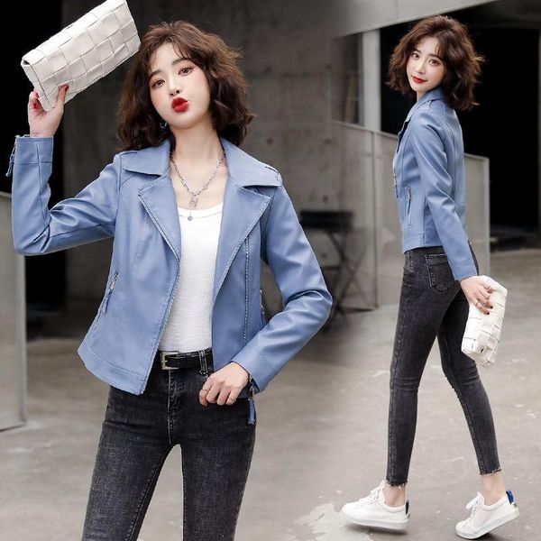 women's leather & faux korean fashion 2021 spring autumn short jacket coat chic gothic classic zipper turn-down solid loose, Black
women's leather & faux korean fashion 2021 spring autumn short jacket coat chic gothic classic zipper turn-down solid loose, Black
