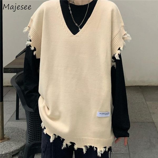 men sweater vest baggy oversize couple trendy sleeveless vests vintage fur-line retro v-neck simple outwear designed knitwear men's, Black;white
men sweater vest baggy oversize couple trendy sleeveless vests vintage fur-line retro v-neck simple outwear designed knitwear men's, Black;white